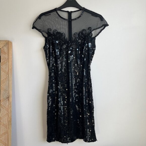 VINTAGE Lime Nite Black Sequin Mini Dress - Picture 2 of 4